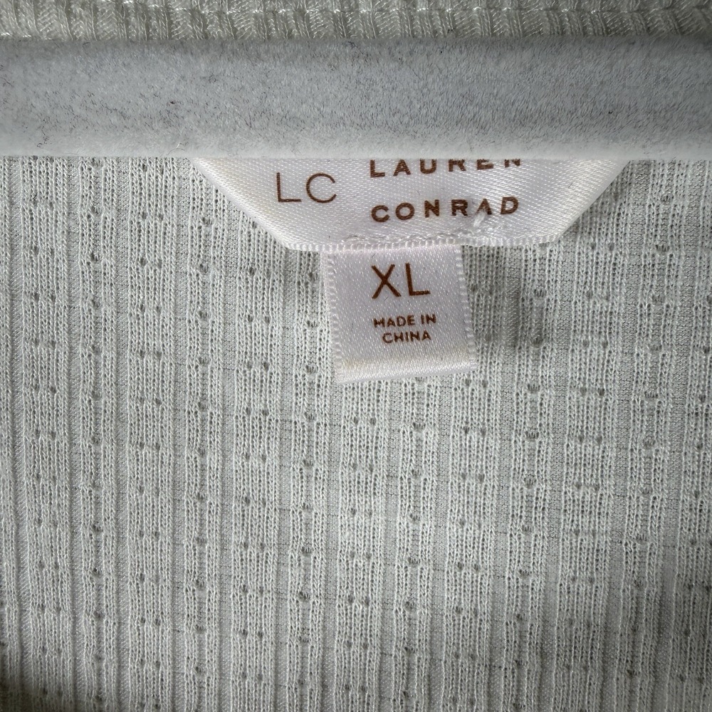 Lauren Conrad White XL Puff Sleeve Round Neck Blouse Boho Top Plus Size - Picture 3 of 8